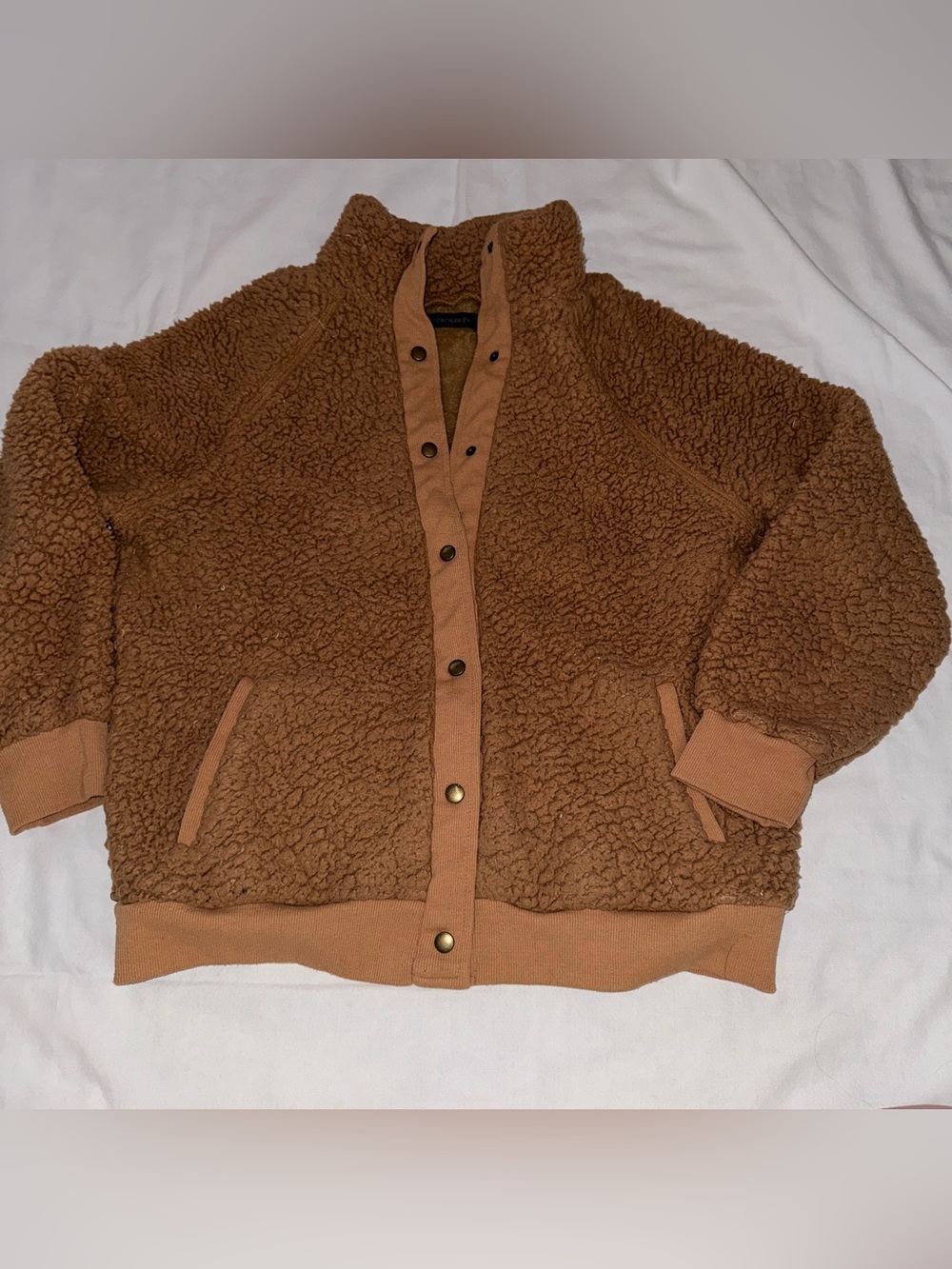 Merokeety Cozy Women's Teddy Snap-Front Jacket in Brown